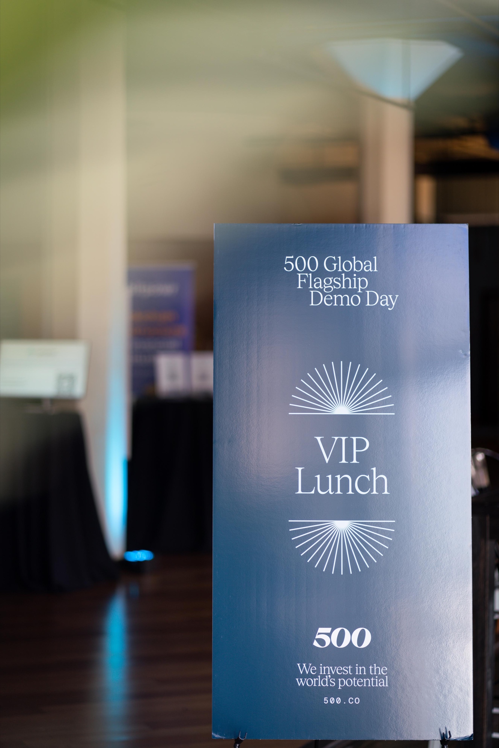 Branded signage for a corporate demo day